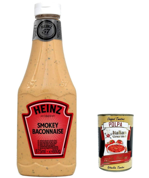 Heinz Saucen & Marinaden Heinz American Style Smokey Baconnaise Sauce Geräucherte Specksauce 875ml Flasche Squeeze + Italian Gourmet polpa 400g 5000157107671