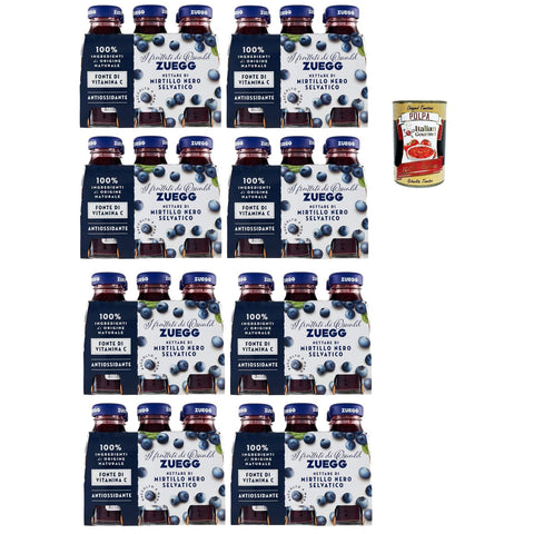 Hero Zuegg Nettare di Mirtillo Nero, Heidelbeer Nektar, Heidelbeersaft, Erfrischendes alkoholfreies Getränk, 48x 125 ml Einweg Glasflasche italienisch Original