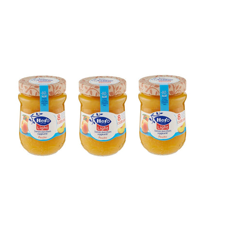 Hero Light Pesche Konfitüre Leichte Brotaufstriche Pfirsiche Italien 3x280g Original italienisch Gebäck