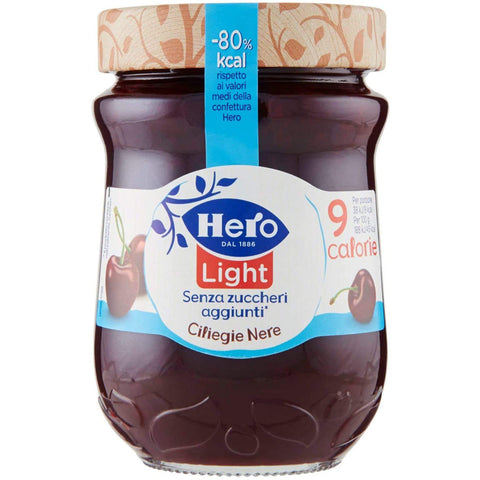Hero Light Konfitüre Leichte Brotaufstriche Schwarze Kirschen Italien 6x280g Original italienisch Gebäck