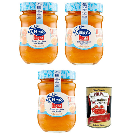 Hero Light Konfitüre Leichte Brotaufstriche Aprikosen Extra-Marmelade und Konfitüre mit hochwertigen Früchten ohne Zuckerzusatz und sehr wenig Kalorien 3x280 g