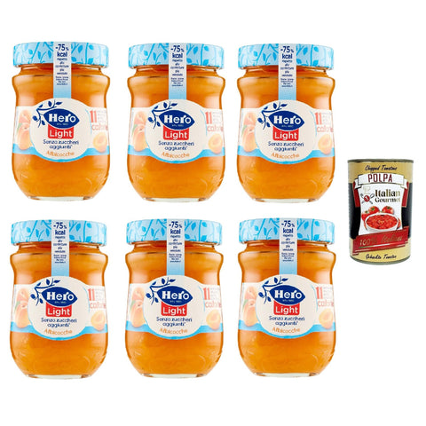 Hero Light Konfitüre Leichte Brotaufstriche Aprikosen Extra-Marmelade und Konfitüre mit hochwertigen Früchten ohne Zuckerzusatz und sehr wenig Kalorien 6x280 g