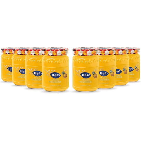 Hero Saisonale Konfitüren Hero Saisonale Aprikosenmarmelade 8 Gläser à Marmelade und Extra-Marmelade mit Früchten der Saison hochwertiges Obst 350 g italienisch Original Konfitüre 8000080004426