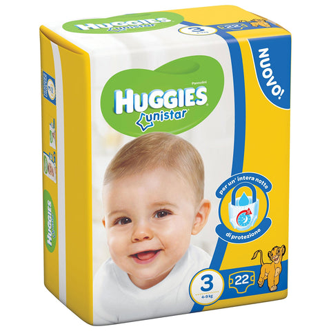 Huggies Unistar Größe 3 (4 – ) 22 Windeln 9 kg italienisch Original