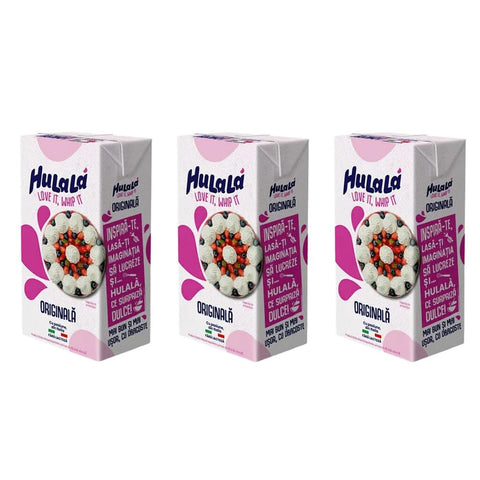Hulalà Ausgelassenes & gehärtetes Fett 3x Hulalà Panna da montare zuccherata gesüßtes Süßwarenprodukt Sahne zu montierendes 500ml laktosefrei und frei von gehärtetem Fett Italienisches Produkt basierend auf pflanzlichen Fetten 8007990404964