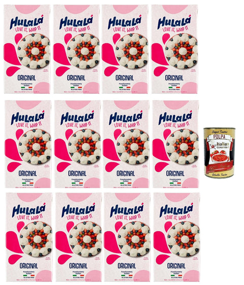 HuLaLà Crème double Hulalà Panna da montare zuccherata gesüßtes Süßwarenprodukt Sahne zu montierendes 12x 500ml laktosefrei und frei von gehärtetem Fett, basierend auf pflanzlichen Fetten + Italian Gourmet polpa 400g 8007990404964