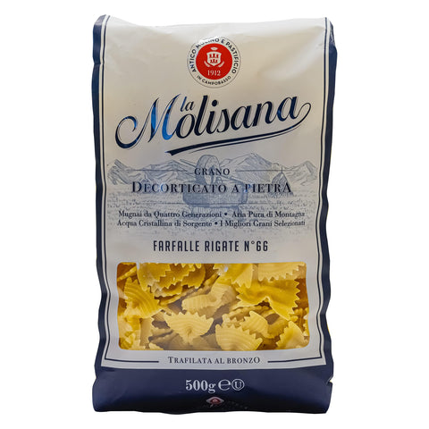 Hymor Nudelgerichte La Molisana Farfalle Rigate N°66 - 4x 500g - original italienische Farfalle Pasta Nudeln aus Hartweizengrieß extra geriffelte Oberfläche für Nudelgerichte mit Soßen 4061263007904
