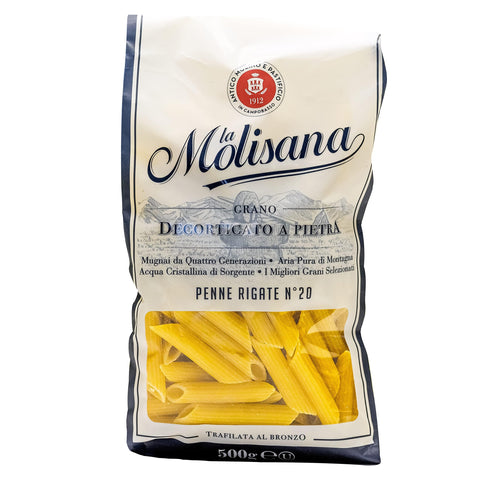 Hymor Pasta La Molisana Penne Rigate N°20 - 24x 500g - original italienische Penne Pasta, Nudeln aus Hartweizengrieß, mit geriffelter Oberfläche, Trafilata al bronzo 4061263007782