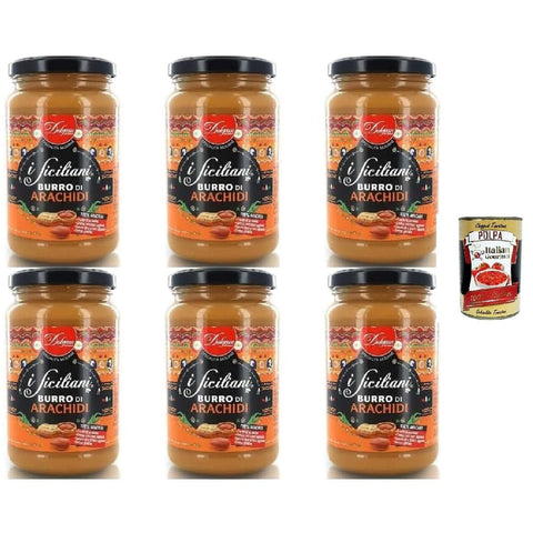 I Siciliani Erdnuss I Siciliani Erdnussbutter, 6 Gläser à 300 g, Sizilianische Spezialität italienisch Original