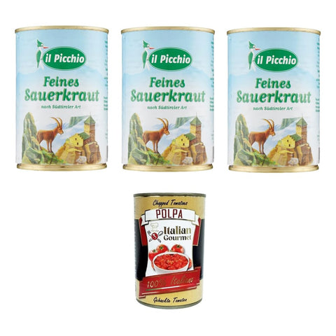 Il Picchio Sauerkraut Il Picchio Sauerkraut, Natur, 3x400 g Original italienisch inkl. Italian Gourmet Polpa 400g 4003274006996