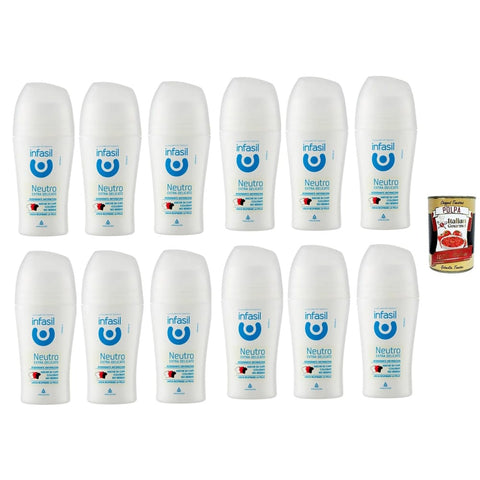Infasil Deo Infasil Deo Roll On neutral extra sanft ohne Aluminiumsalze Fleckenschutz Deodorant 12x 50 ml italienisch Original 8000036019351