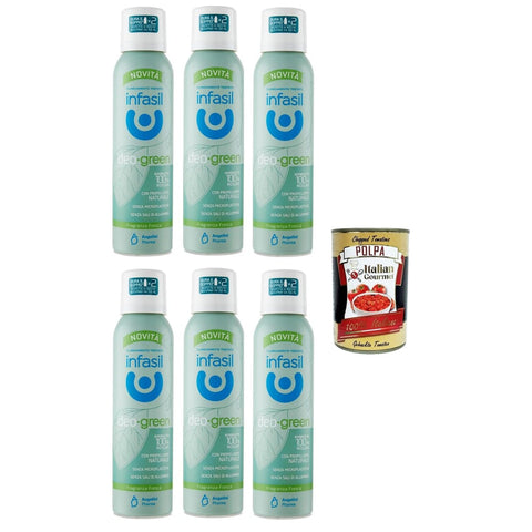 Infasil Deo Infasil deodorant, deo green fragranza fresca,Ohne Mikroplastik und Aluminiumsalze,100% recycelte Dose 6x 125 ml italienisch Original 8032804040014