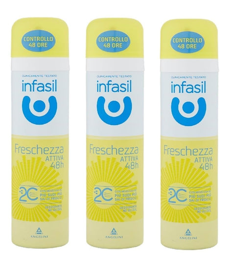 Infasil Deo Infasil Deodorant-Spray Frische aktiv 48 Stunden, mehr Schweiß mehr Sie wissen als frisch, Deo 3x 150 ml + Italian Gourmet polpa 400g 8000036021613