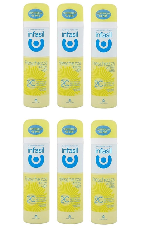 Infasil Deo Infasil Deodorant-Spray Frische aktiv 48 Stunden, mehr Schweiß mehr Sie wissen als frisch, Deo 6x 150 ml + Italian Gourmet polpa 400g 8000036021613