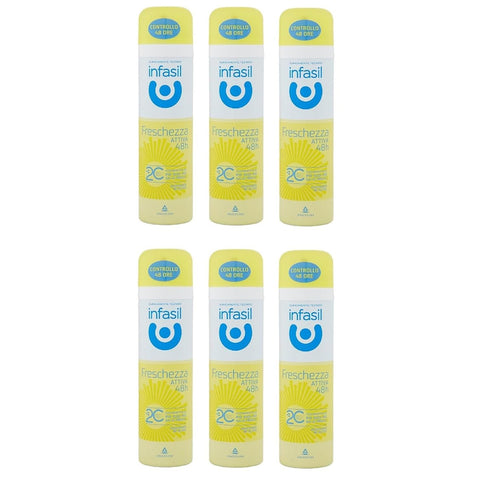 Infasil Deodorant Spray Frische aktiv 48 Stunden, mehr Schweiß mehr Sie wissen als frisch, Deo 6x150ml Original italienisch Pflege