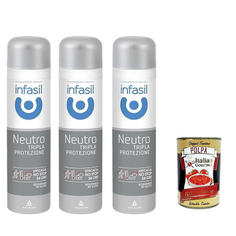 Infasil Deo Infasil Deodorant Spray Neutral Dreifach Schutz, Schutz und Wirksamkeit gegen Schweiß und schlechte Gerüche, Deo 3x 150 ml italienisch Original 8032804040014