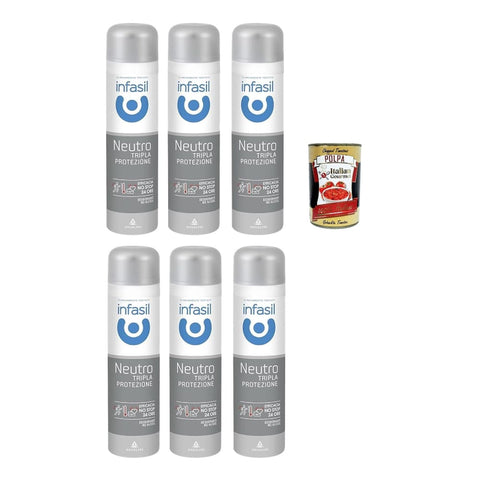 Infasil Deo Infasil Deodorant Spray Neutral Dreifach Schutz, Schutz und Wirksamkeit gegen Schweiß und schlechte Gerüche, Deo 6x 150 ml italienisch Original 8000036021668