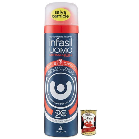 Infasil Deo Infasil Deodorante Spray Uomo Derma 48h Deo Spray Salva Camicie mit 2C Molekül Betacyclodextrin für Herrenbekleidung 150ml italienisch Original 8000036021699