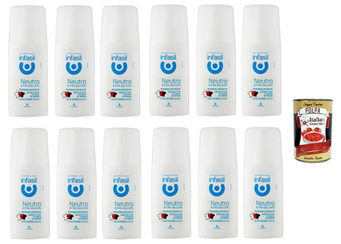 Infasil Deo Infasil Neutro extra delicato, Neutral, extra sanft, Deo Vapo, kein Gas, ohne Aluminiumsalze, Fleckenschutz, Deodorant 12x 70ml + Italian Gourmet polpa 400g 8000036021750