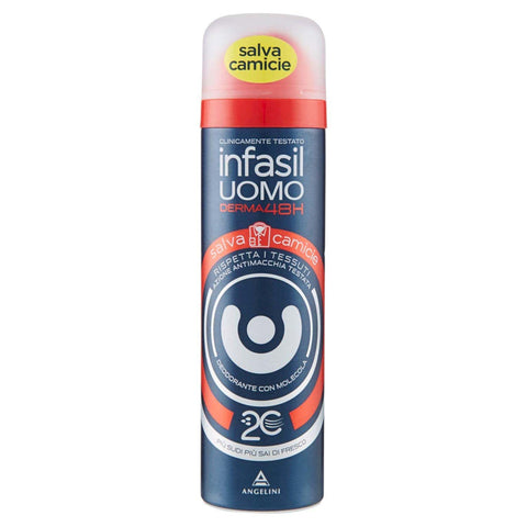 Infasil Uomo Derma 48H Rettungsmittel, Deodorant für Herren, Anti-Flecken, mit Molekül 2C, das unangenehme Gerüche aufnimmt, Wirksamkeit bis zu 48 Stunden, 150