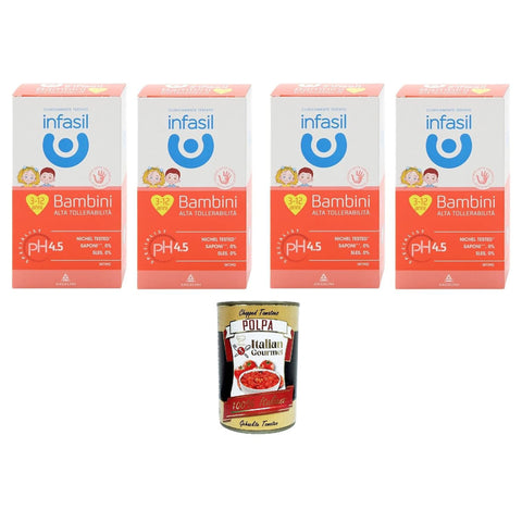 Infasil Detergente Intimo Bambini Alta Tollerabilità,Intimreiniger für Kinder Unter pädiatrischer Kontrolle getestet, auf Nickel getestet, ohne Farbstoffe, 4x200 ml italienisch Original