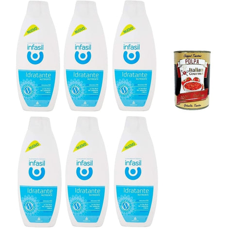 Infasil Duschgel Infasil Feuchtigkeitsspendende Duschgel, pflegend, klinisch getestet und hautfreundlich, Schaumbad 6x 500 ml italienisch Original 8000036021286