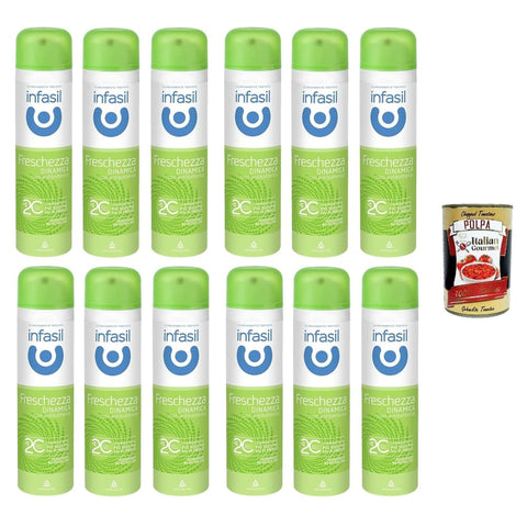 Infasil Intime Pflege & Hygiene Infasil Deospray für dynamische Frische mit Molekül 2C, ohne Alkohol, wirksam bis zu 24 Stunden, 12x 150 ml italienisch Original 8032804040014