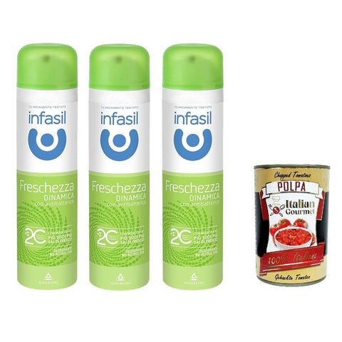 Infasil Deospray für dynamische Frische mit Molekül 2C ohne Alkohol wirksam bis zu 24 Stunden 3x 150 ml italienisch Original