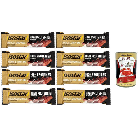 Isostad Proteinriegel Isostad Barretta Hig Protein 30% Cioccolato Proteinreicher 30 %-Schokoriegel 8x 55gr Original italienisch inkl. Italian Gourmet Polpa 400g 8032804040014
