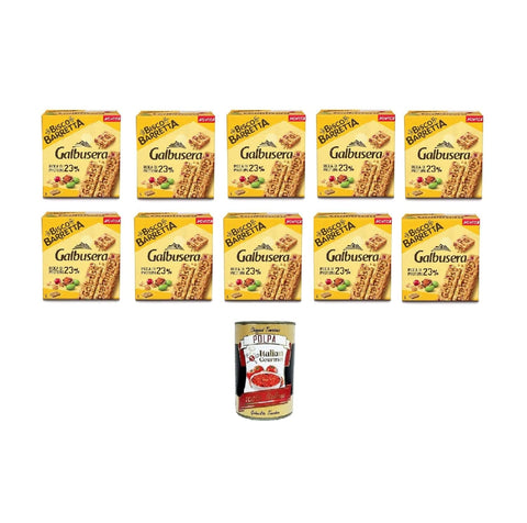 Italian Gourmet Abgepackte Gebäckstücke 10x Galbusera BiscoBarretta Ricca di proteine Bisco-Riegel Reich an Proteinen  180gr + Italian Gourmet polpa 400g (Copia) 8032804040014