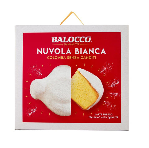 Italian Gourmet Abgepackte Gebäckstücke Balocco Nuvola Bianca Oster-Colomba mit Puderzucker und ohne kandierte Früchte 750 g 8001100068329