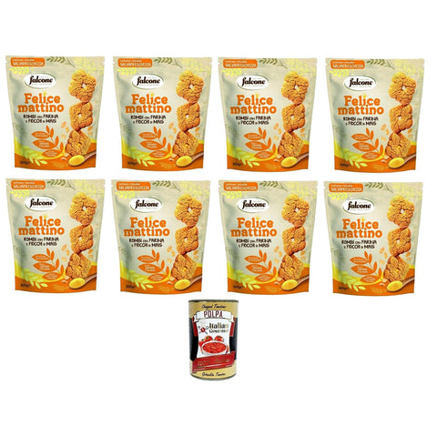 Falcone- Felice Mattino Frollini Rombi con Farina e Fiocchi di Mais Lozenge Shortbread mit Mehl und Cornflakes 8x500 g italienisch Original Müsli + kostenlos polpa