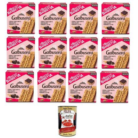Galbusera Bisco barretta cereali e cioccolato fondente Bisco Müsliriegel und dunkle Schokolade 12x230 g italienisch Original Pastasauce + kostenlos polpa 400 g