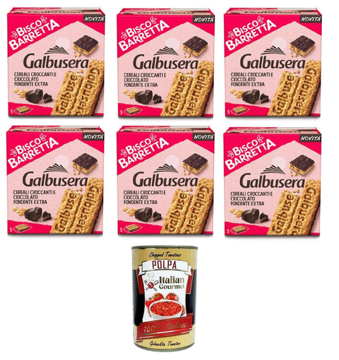 Italian Gourmet Abgepackte Gebäckstücke Galbusera Bisco barretta cereali e cioccolato fondente Bisco Müsliriegel und dunkle Schokolade 6x230g+ Italian Gourmet polpa 400g 8032804040014