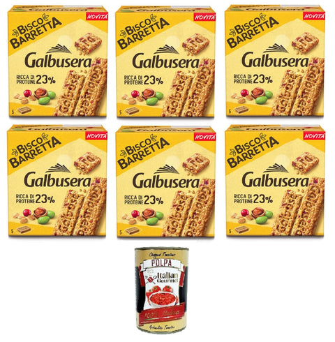 Italian Gourmet Abgepackte Gebäckstücke Galbusera BiscoBarretta Ricca di proteine Bisco-Riegel Reich an Proteinen 6x 180gr + Italian Gourmet polpa 400g 8032804040014