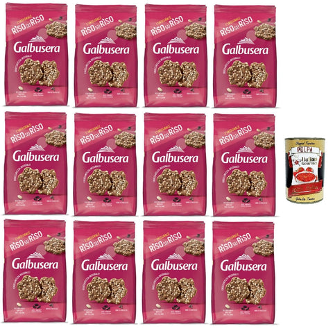 Italian Gourmet Abgepackte Gebäckstücke Galbusera RisosuRiso panetti con riso Venere, riso integrale soffiato e semi di papavero RisosuRiso Panetti mit Venere-Reis, gepufftem Naturreis und Mohn 12x200g+ Italian Gourmet Polpa 400 g 8032804040014