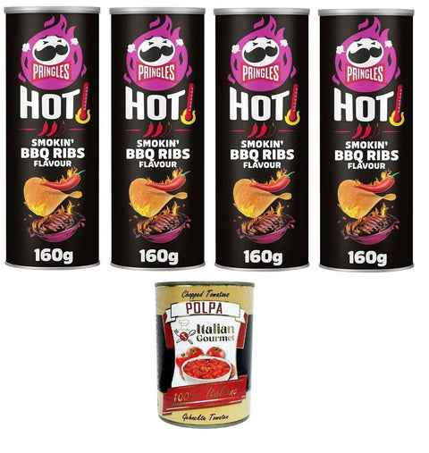 Italian Gourmet Abgepackte Gebäckstücke HOT Smokin’ BBQ Ribs 4x 160gr + Italian Gourmet polpa 400g 8032804040014