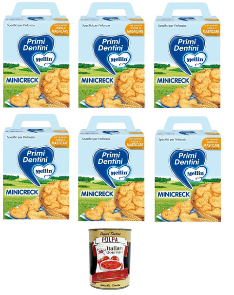 Mellin Mini Creck Primi Dentini Mini Creck Erste Zähne 6x 180 g Abgepackte Gebäckstücke italienisch Original