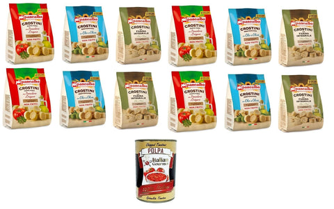 Panealba Testpaket Crostini Multipack Gusto Pizza. Mediterraneo, Integrali Pizzageschmack. Mediterran, Vollkorn 12x168 gr italienisch Original