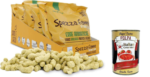 Italian Gourmet Abgepackte Gebäckstücke Sano e Sazio Snack Proteico alle Erbe Aromatiche Packung (8 Stück x 30 g) – praktischer und schneller Hungerstopper mit natürlicher Spirulina, ohne Konservierungsstoffe+ Italian Gourmet polpa 400g 8032804040014