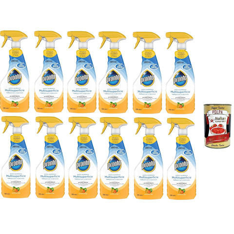 Pronto Detergente Multisuperficie Agrumi pH-Balanced Mehrflächenreiniger Zitrusduft Recycelbare Flasche Trigger Reinigungsmittel Packung 12x500 ml italienisch