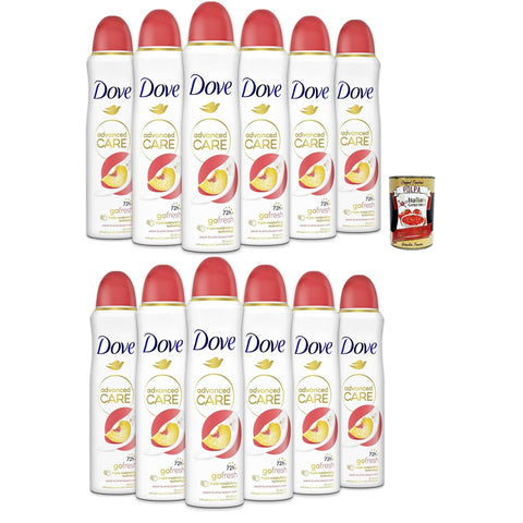 Dove Deo Spray Advanced Care Go Fresh Pfirsch, Mit feuchtigkeitsspendenden und empfindlichen Formel auf der Haut 12x150ml Original italienisch Pflege