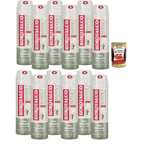 Borotalco Deodorant Man Spray Invisibile Alkoholfreie Formel mit schützendem Talkum Anti-Flecken Moschusduft 72h Wirksamkeit – 12x150 ml italienisch Original +