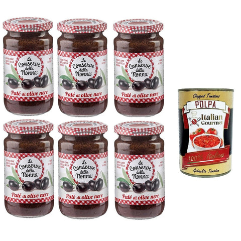 Le Conserve della Nonna Patè di Olive Nere Schwarze Olivenpastete 6 Gläser à 1x190g Original italienisch Aufstrich