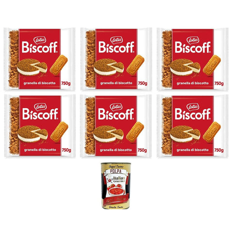 Lotus Biscoff Granella Biscotto Dekorative Streusel für Kuchen, Waffeln, Eis und Desserts, mit unverwechselbarem und knackigem Geschmack 6x750 gr italienisch Original