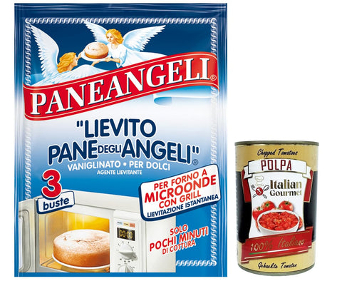 Italian Gourmet Backpulver 10x Paneangeli Lievito Vanigliato per Dolci Instanthefe für die Zubereitung von Desserts in der Mikrowelle,Packung mit 36g + Italian Gourmet Polpa di Pomodoro 400g Dose 8003000362910