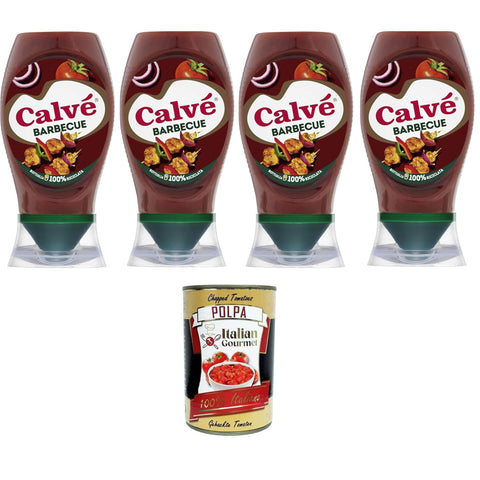 Calvé Barbecue Sauce, BBQ Sauce mit starkem Holz und Raucharoma, ideal für alle Fleischgerichte, 4 x 250 ml italienisch Original