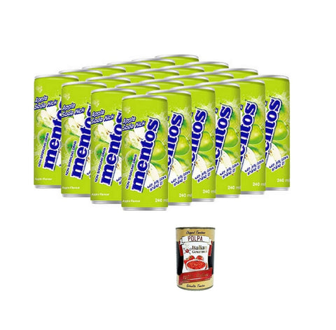 Italian Gourmet Bitter Lemon Mentos Apple Soda, Erfrischungsgetränk mit Apfelgeschmack und Kokosnussgeleestückchen, 24x240 ml + Italian Gourmet polpa 400gr 8032804040014