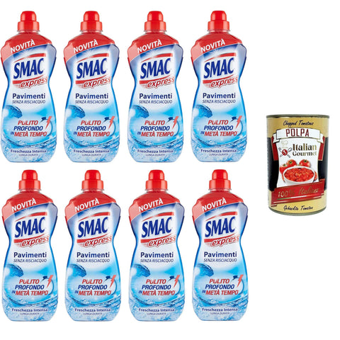 Smac Express – Intensive Frische für Böden, Reinigungsmittel für mehrere Oberflächen, Reinigungswirkung ohne Ausspülen, 8x1000 ml italienisch Original