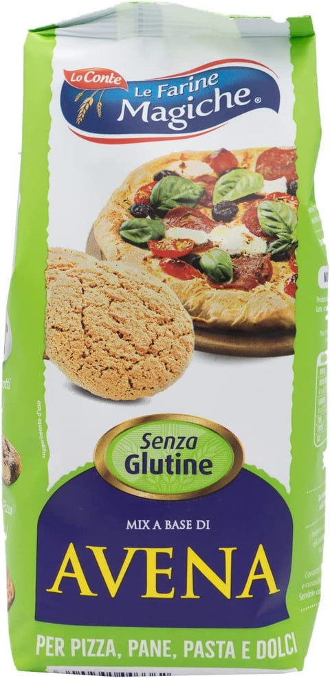 Le Farine Magiche Lo conte Farina di Avena Integrale Senza Glutine Glutenfreies Hafervollkornmehl, ideal für alle Zubereitungen, 300 g Packung italienisch Original